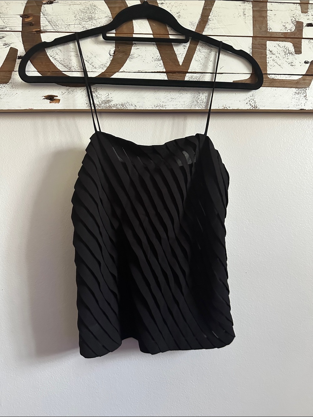 Zara Black Diagonal Pleated Mini Skirt